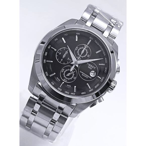 Tissot Two Tone Couturier Tachymeter Swiss Chronograph Men's Black Dial Watch - Picture 1 of 7